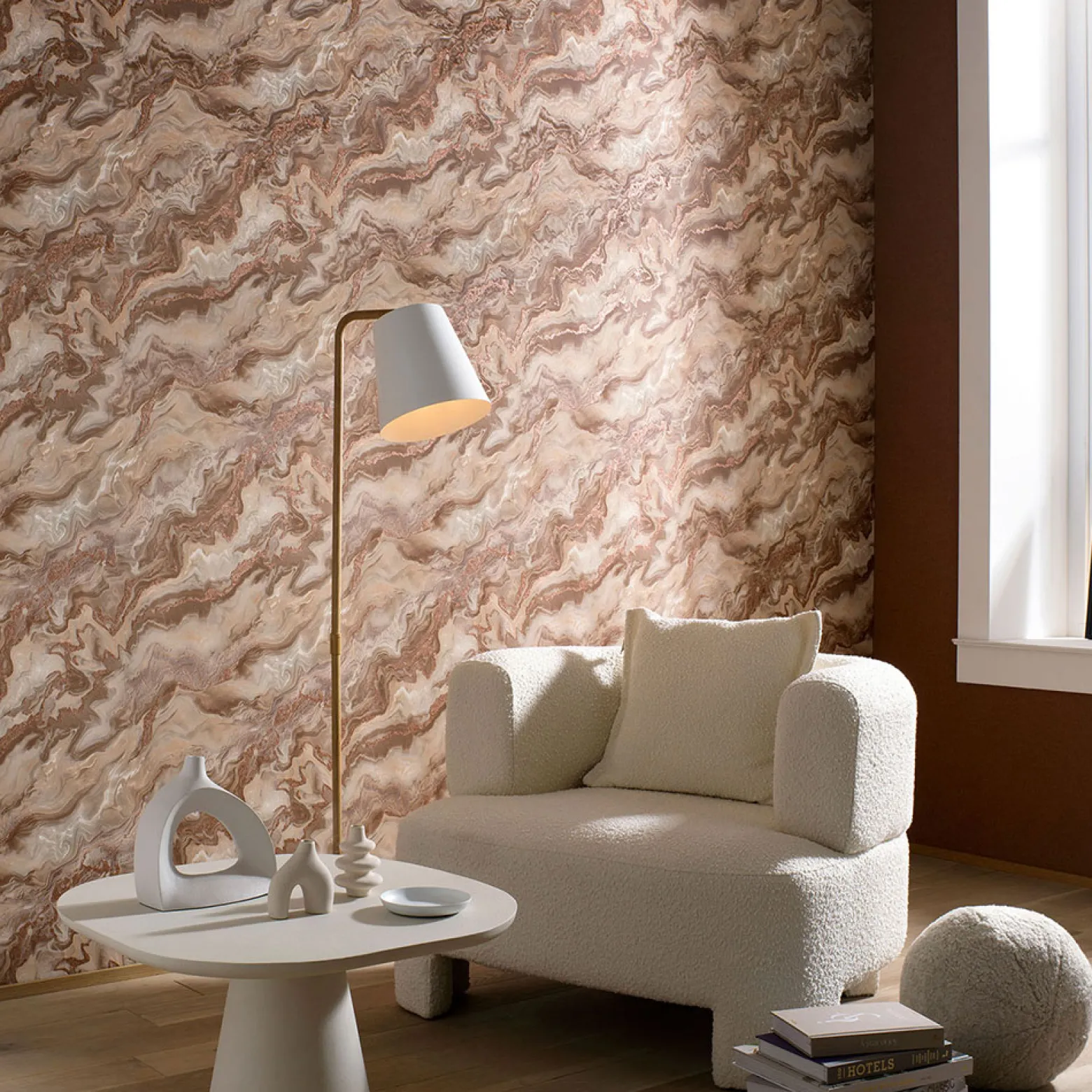 Vliestapete Elle Marmor Braun Kupfer Metallic 10447-13