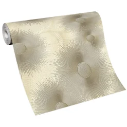 Vliestapete ELLE Sonne Kreise beige Metallic 10191-02