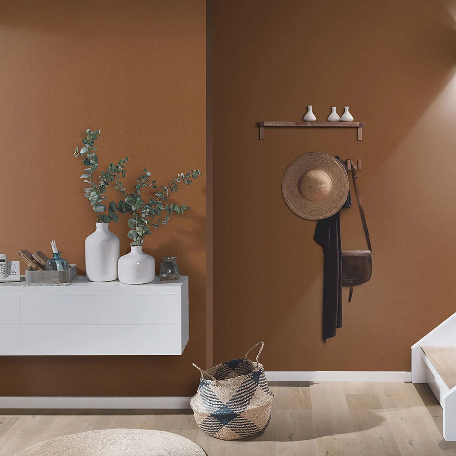 Vliestapete Elle Uni Textil Optik Rot Orange 10444-13