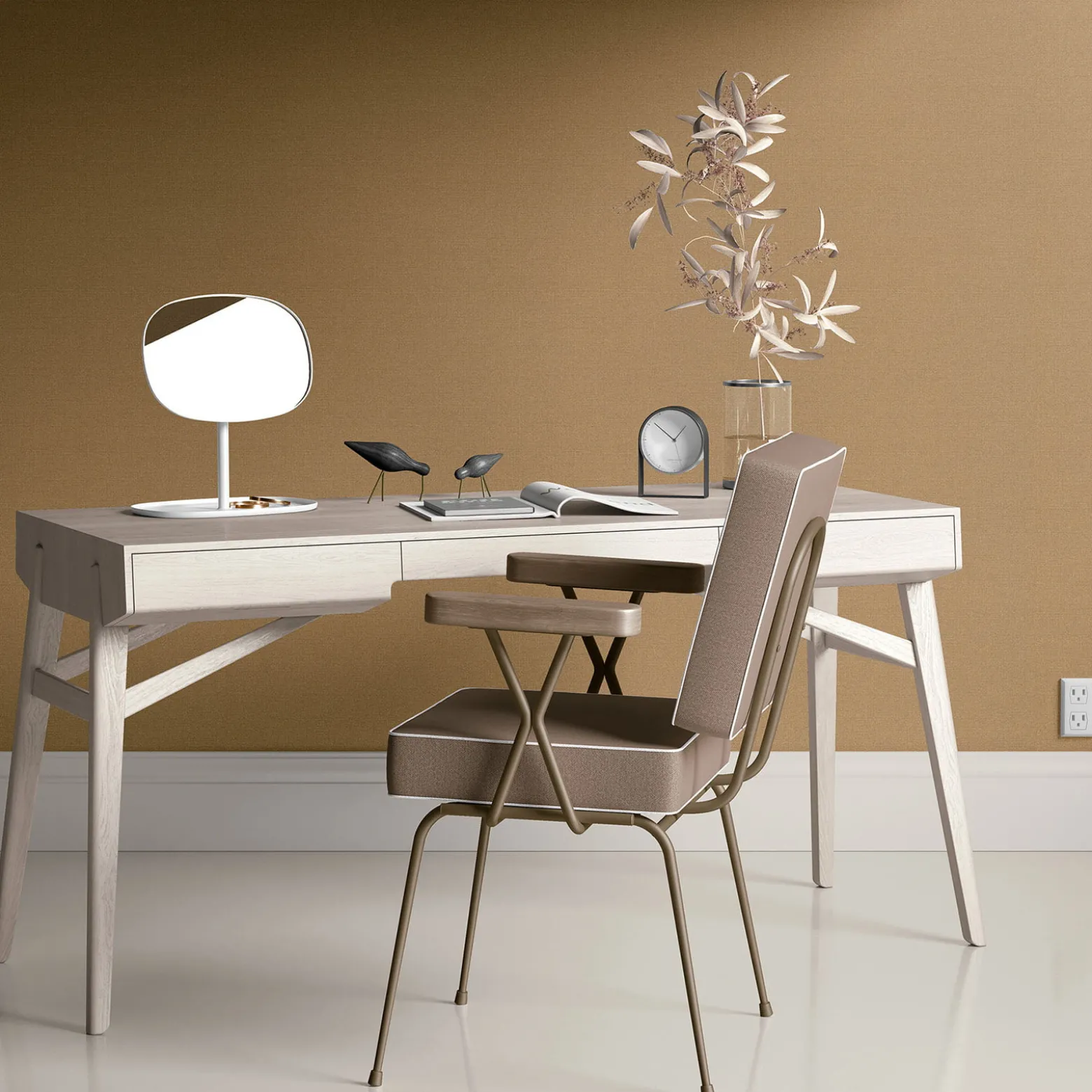 Vliestapete Elle Uni Textil Optik Gold Metallic 10444-30