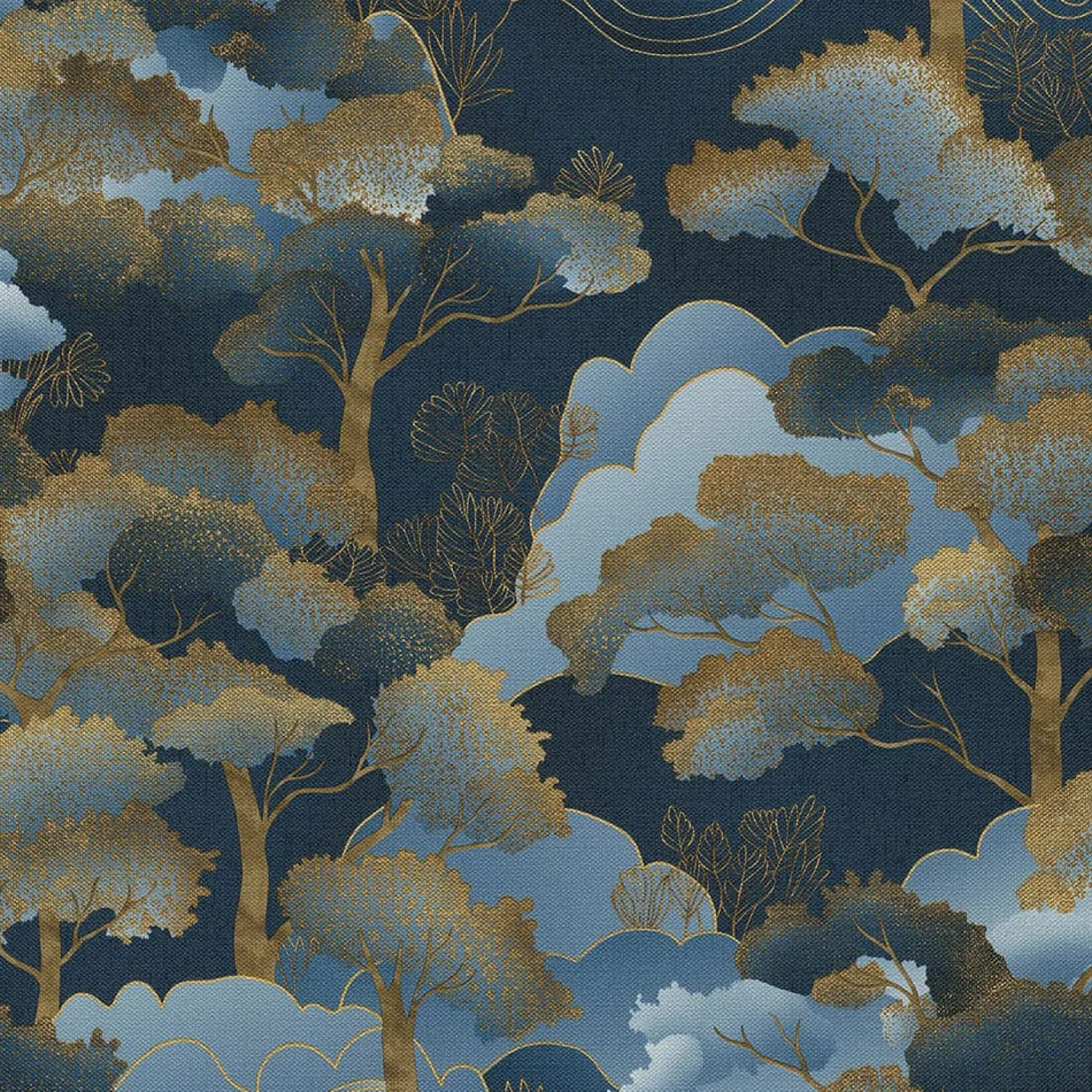 Vliestapete Elle Wald Blau Gold Metallic 10448-08