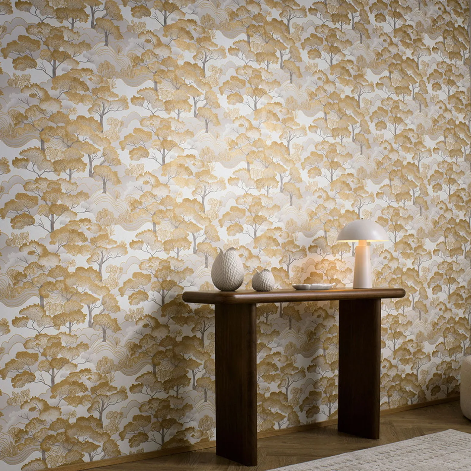 Vliestapete Elle Wald Creme Gold Metallic 10448-30