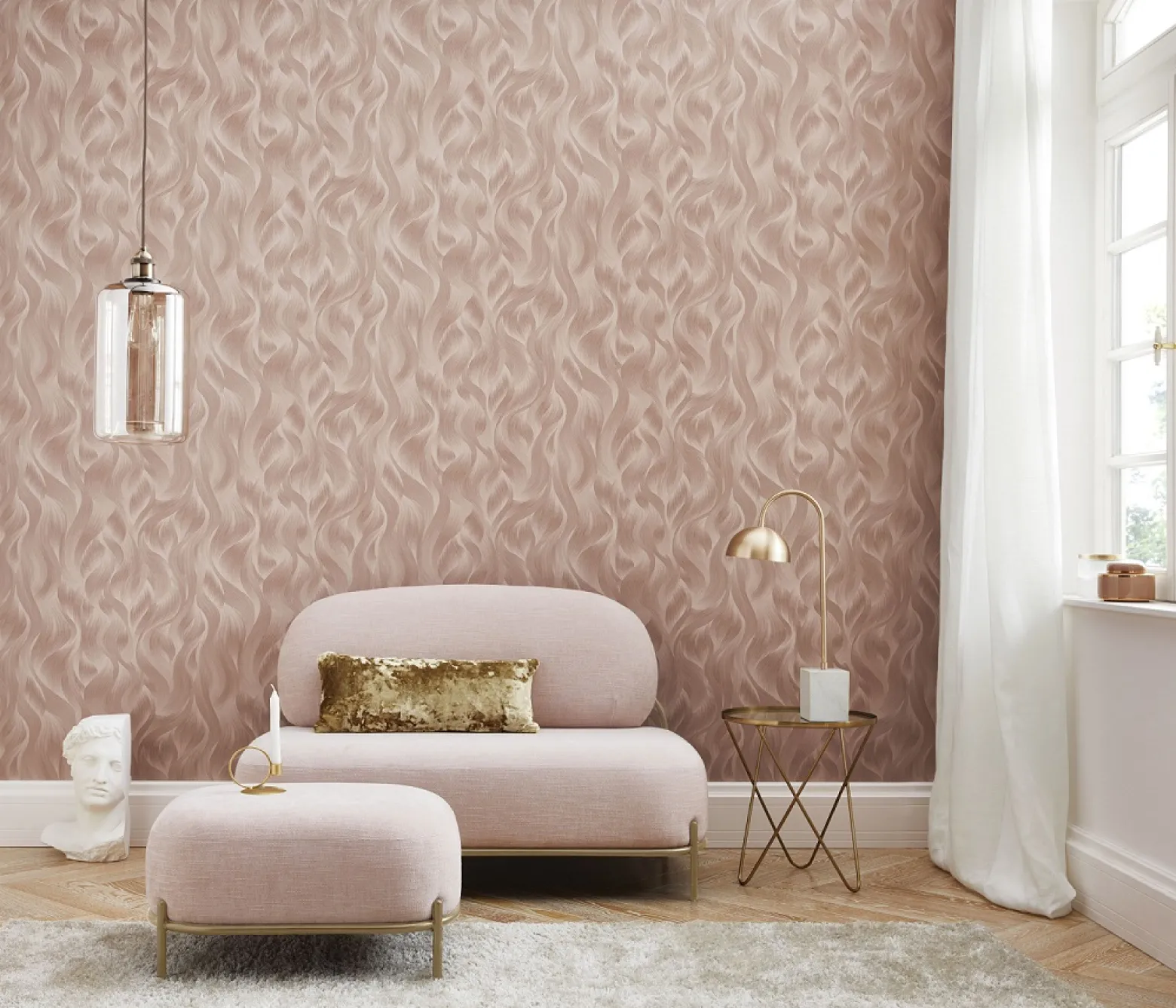 Vliestapete Elle Wellen-Muster rosa Glitzer 10151-05