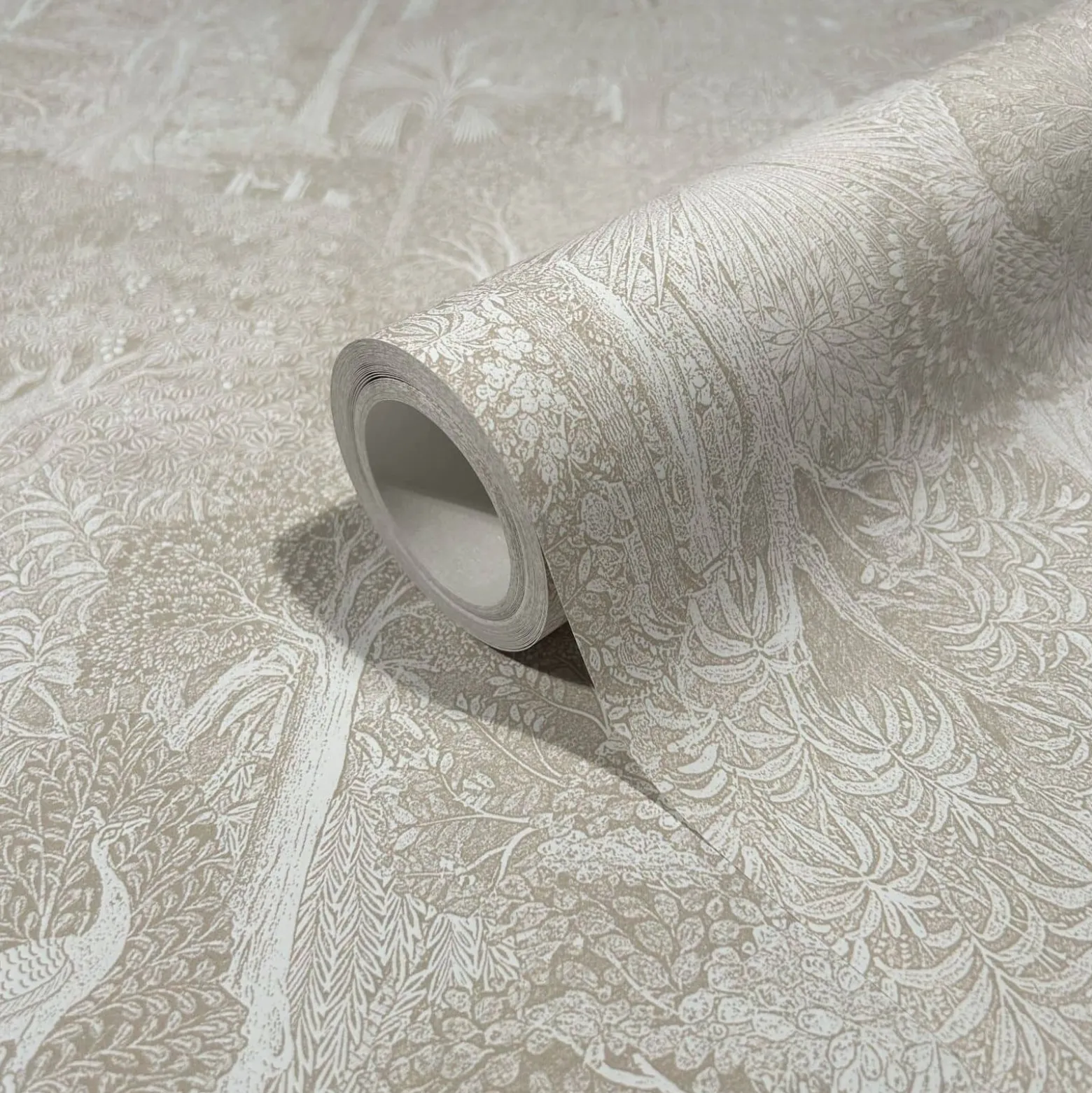Vliestapete Exotisch Pflanzen Beige Weiß 47649