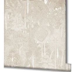 Vliestapete Exotisch Pflanzen Beige Weiß 47649