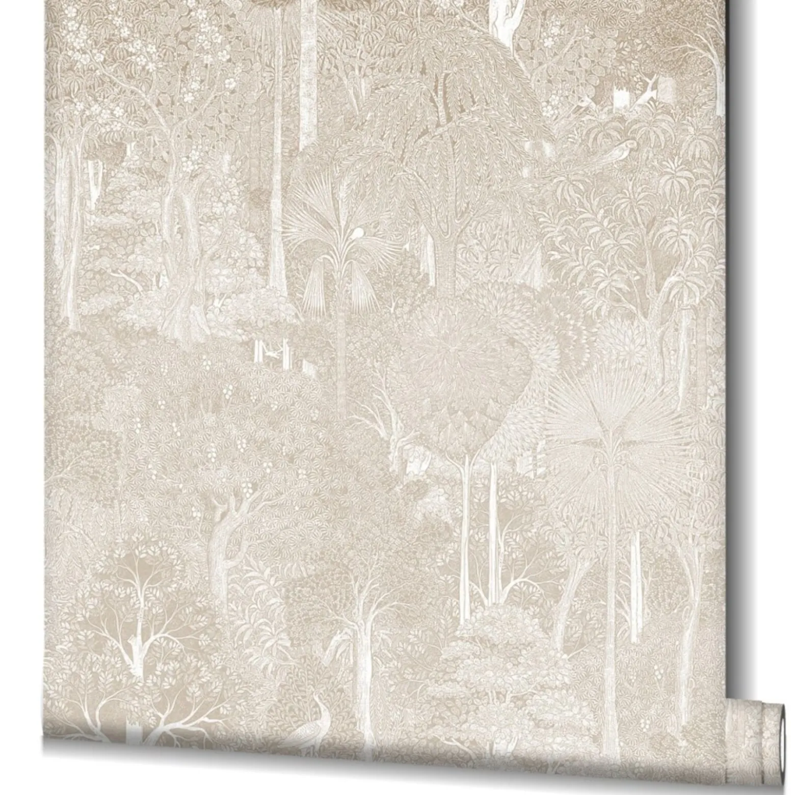 Vliestapete Exotisch Pflanzen Beige Weiß 47649
