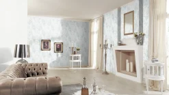 Vliestapete Farn weiß beige blau 10067-18