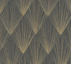 Vliestapete Fächer Grafisch gold metallic 37864-4