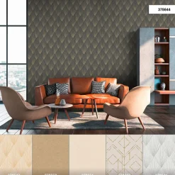 Vliestapete Fächer Grafisch gold metallic 37864-4
