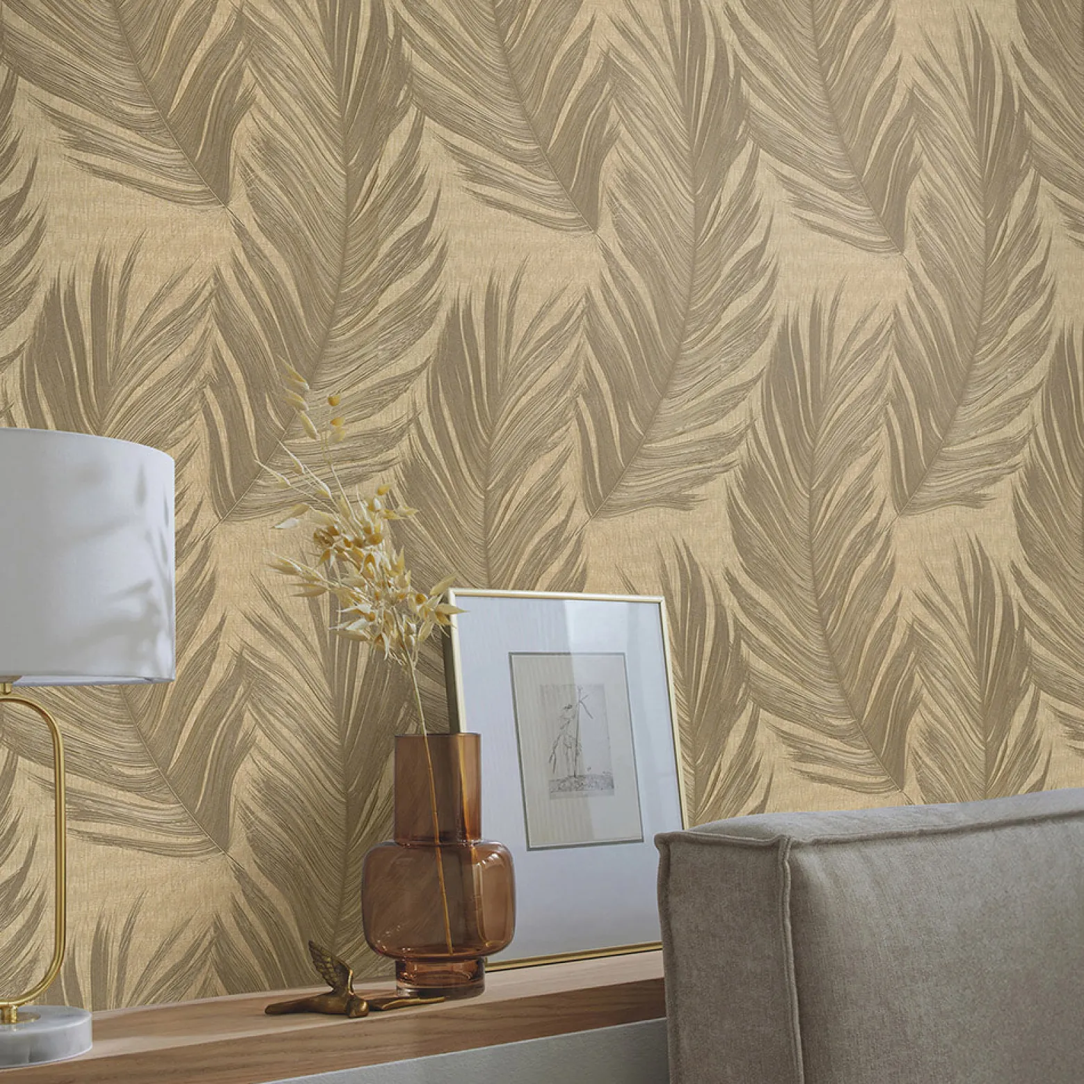 Vliestapete Federn Abstrakt Gold Metallic 10516-30