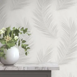 Vliestapete Federn Grau Creme Glitzer 10516-31