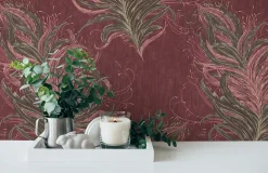 Vliestapete Federn Natur rot braun Mata Hari 38009-3