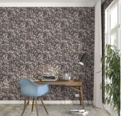 Vliestapete Finca Blätterzweige anthrazit silber 416664