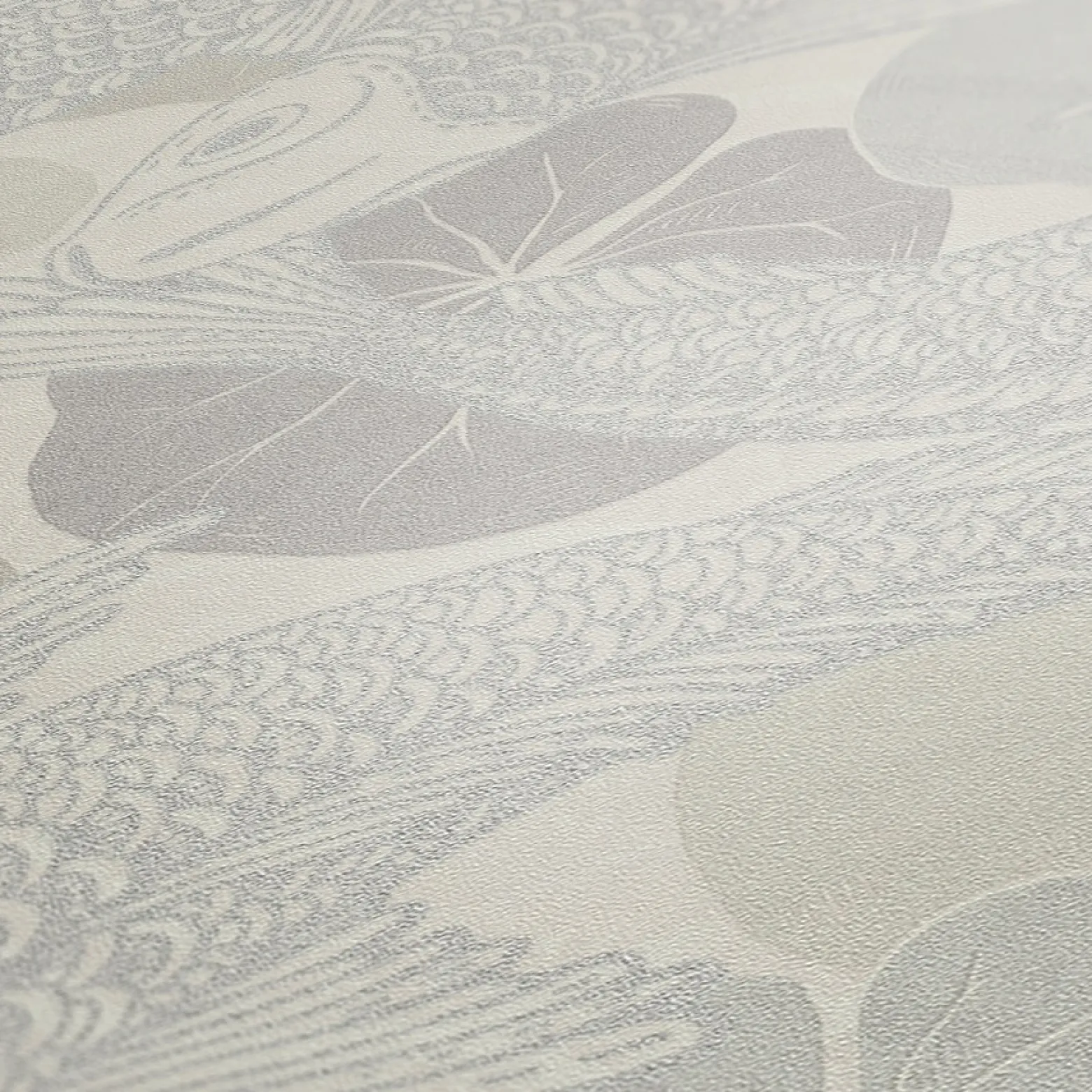 Vliestapete Fische Blätter beige grau Metallic 37859-6