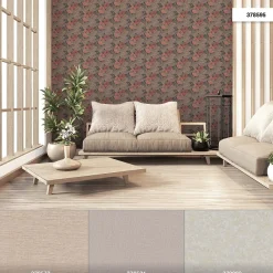 Vliestapete Fische Blätter braun rot Metallic 37859-5