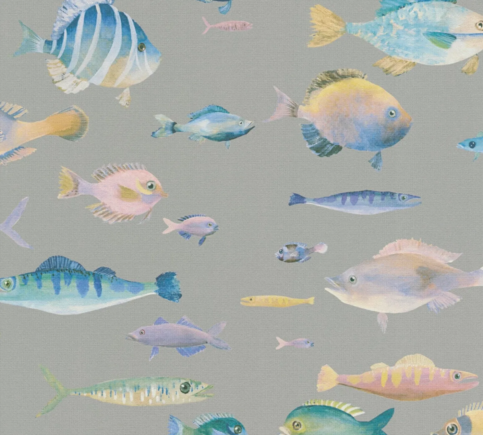 Vliestapete Fische Grau Braun Bunt 39696-1