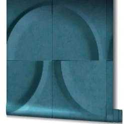 Vliestapete Fliesen 3D Effekt Kreise Dunkelblau 34465