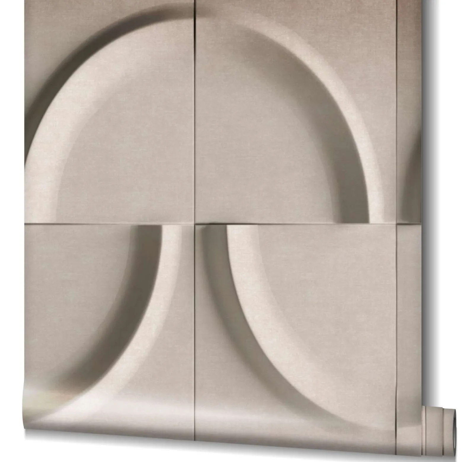 Vliestapete Fliesen 3D Effekt Kreise Grau Beige 34466