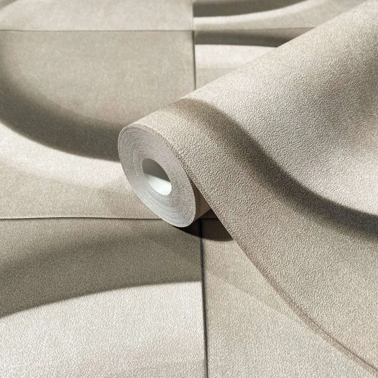 Vliestapete Fliesen 3D Effekt Kreise Grau Beige 34466