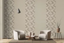 Vliestapete Fliesen 3D Effekt Kreise Grau Beige 34466