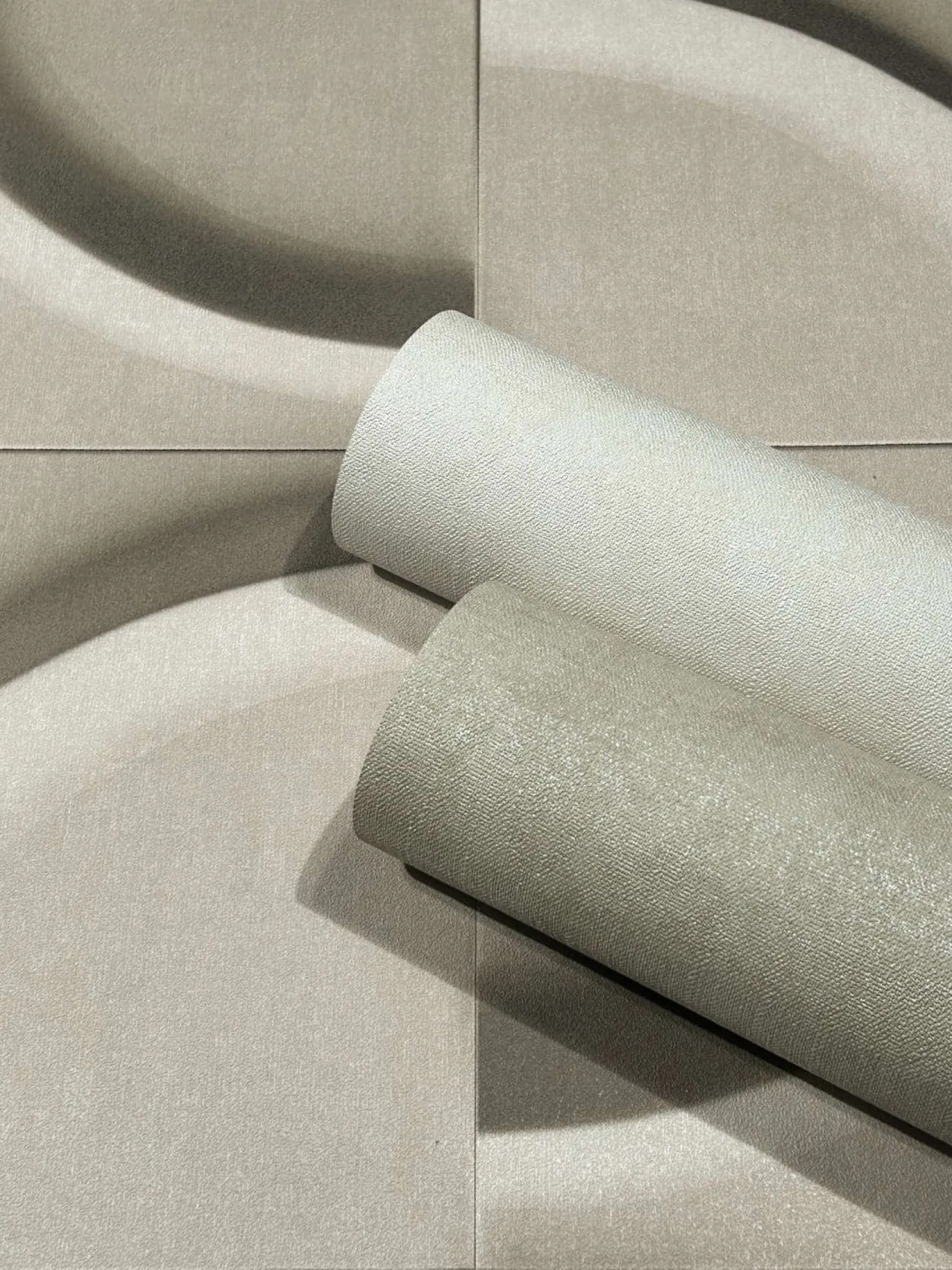 Vliestapete Fliesen 3D Effekt Kreise Grau Beige 34466