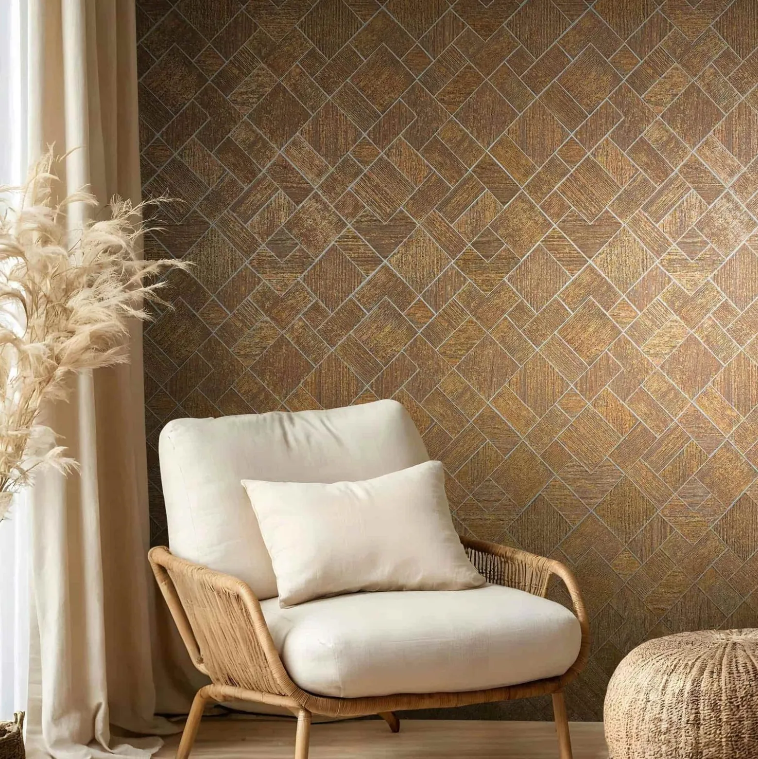 Vliestapete Fliesen Grafisch Gold Metallic 35513