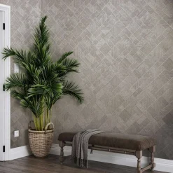 Vliestapete Fliesen Grafisch Beige Grau Glanz 35510