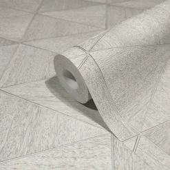 Vliestapete Fliesen Holzoptik Grafik Grau Beige 33357