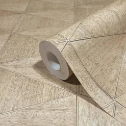 Vliestapete Fliesen Holzoptik Grafik Beige Braun 33359
