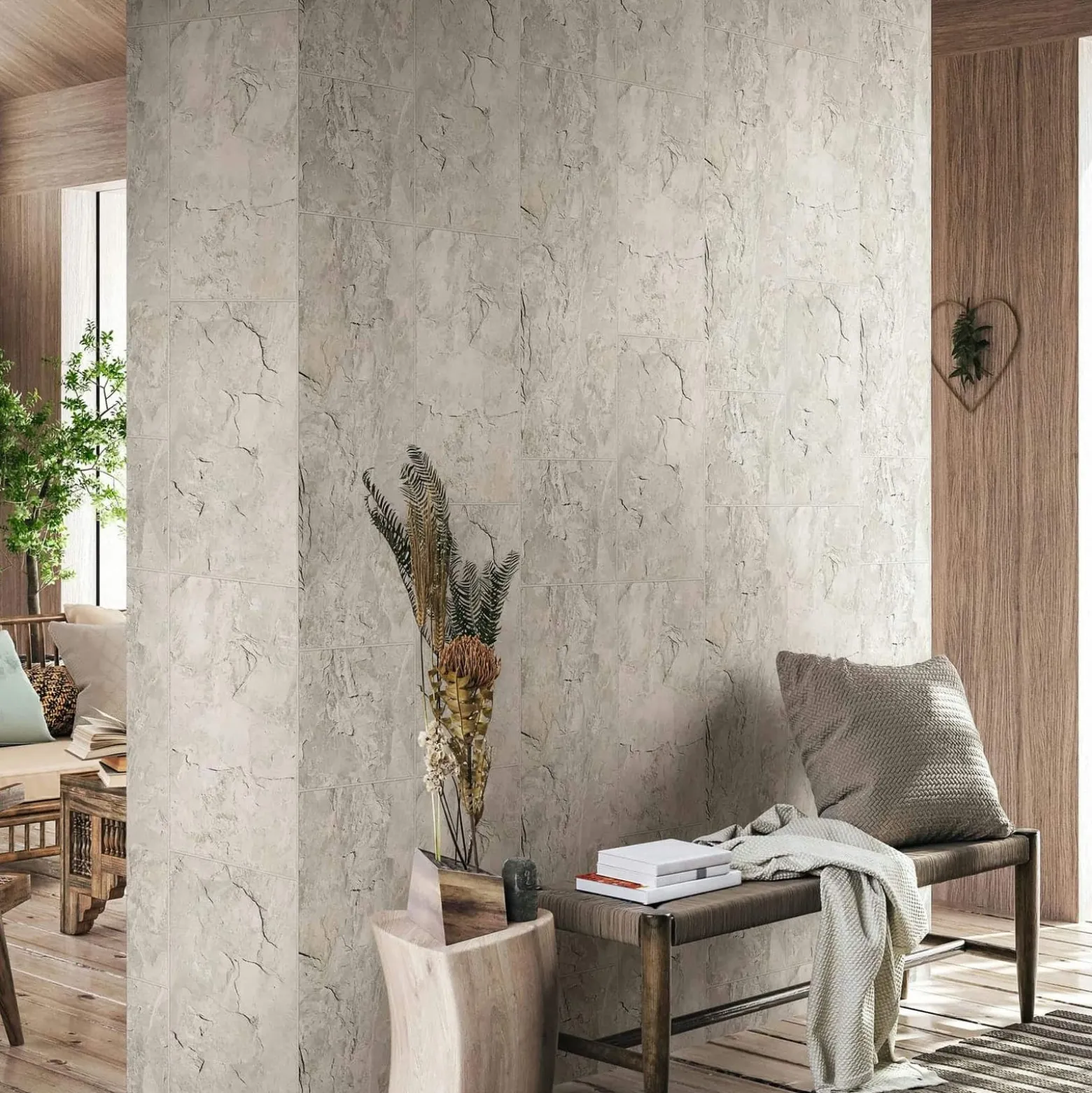 Vliestapete Fliesen Motiv Used-Look Grau Beige 45767