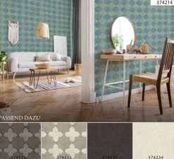 Vliestapete Fliesenoptik blau blaßgrün grauweiß 37421-4