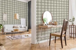 Vliestapete Fliesenoptik creme grau 37421-5
