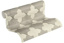 Vliestapete Fliesenoptik creme grau 37421-5