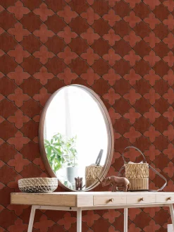 Vliestapete Fliesenoptik rot grau schwarz 37421-1