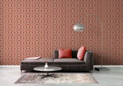 Vliestapete Fliesen Retro Rot Apricot Creme 39533-2