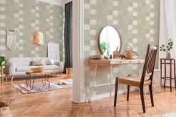 Vliestapete Fliesenspiegel beige creme silber 37406-4