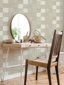 Vliestapete Fliesenspiegel beige creme silber 37406-4