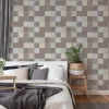 Vliestapete Fliesenspiegel taupe creme silber 37406-3