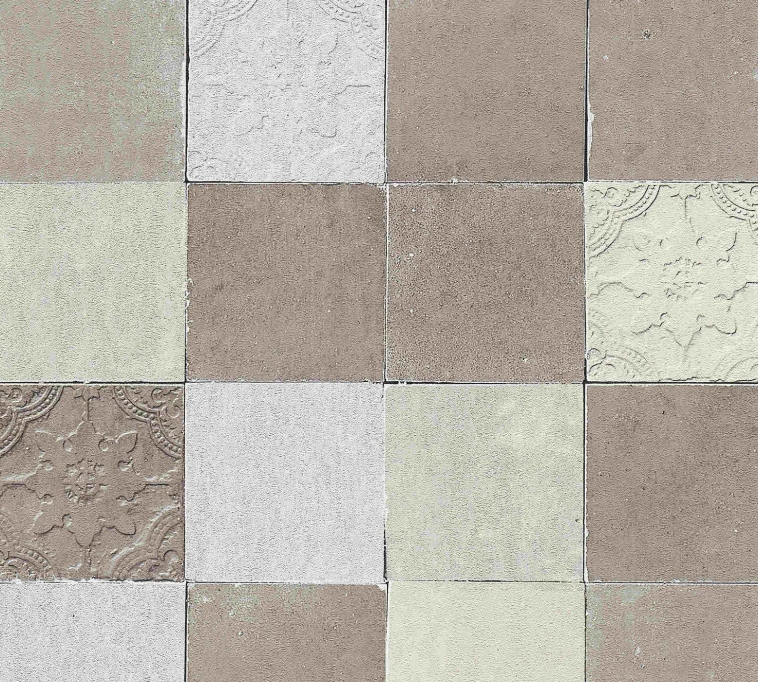 Vliestapete Fliesenspiegel taupe creme silber 37406-3