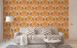 Vliestapete Floral Abstrakt Braun Gelb 39530-4