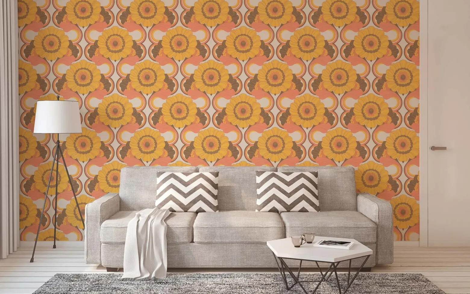 Vliestapete Floral Abstrakt Braun Gelb 39530-4