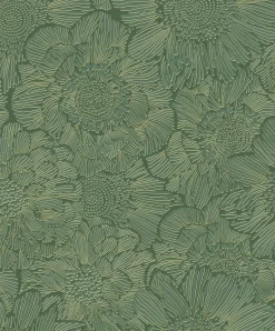 Vliestapete Floral Abstrakt Grün Gold Metallic A56403