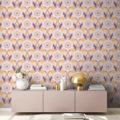 Vliestapete Floral Abstrakt Orange Lila 39530-3