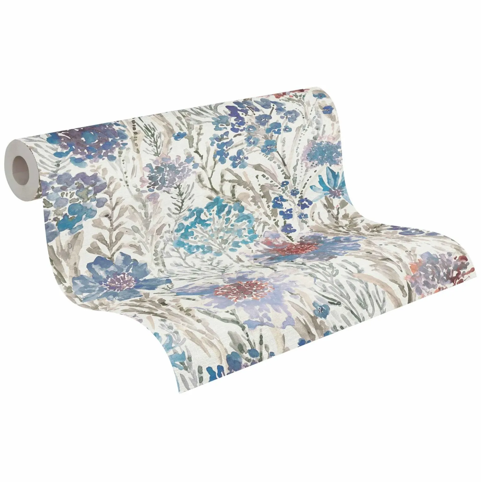 Vliestapete Floral Abstrakt Weiß Grau Blau 39695-3