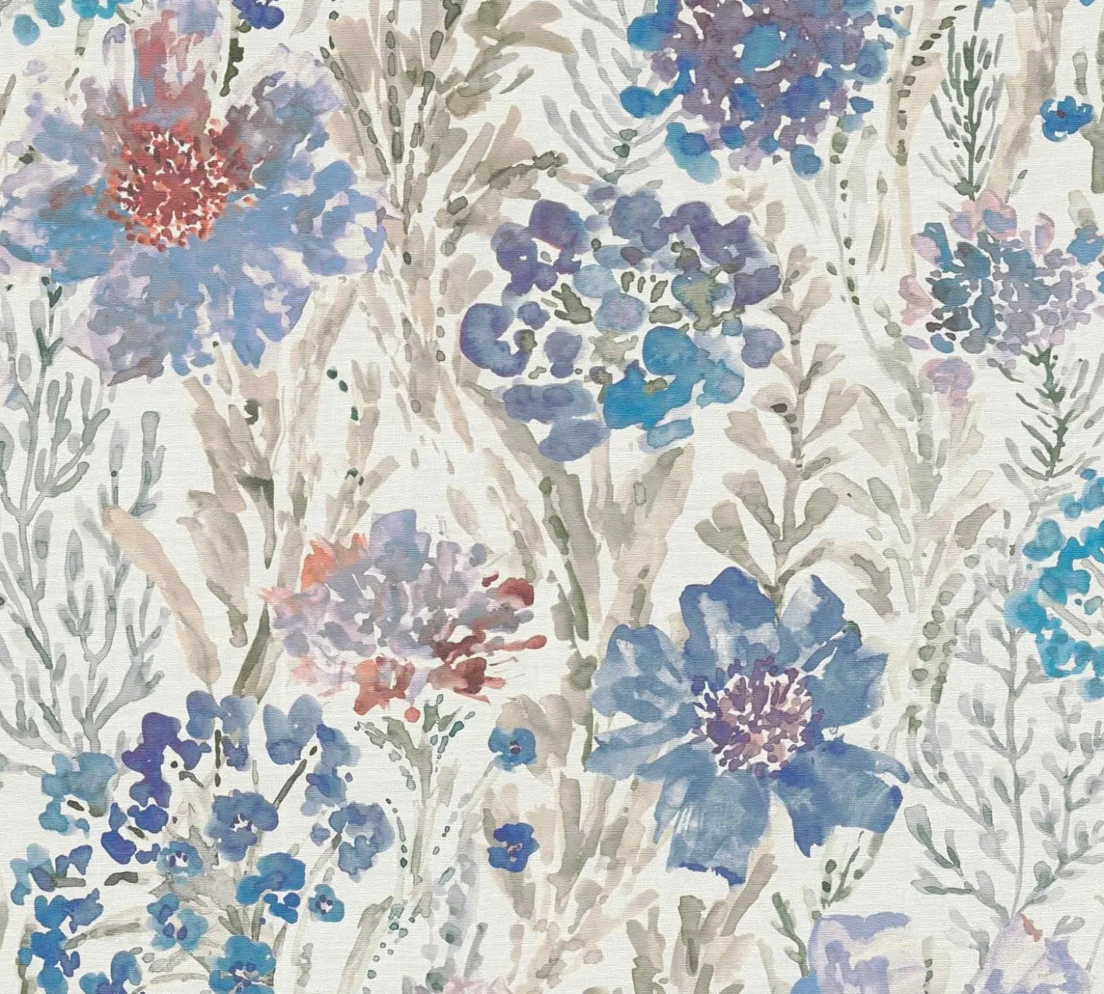 Vliestapete Floral Abstrakt Weiß Grau Blau 39695-3