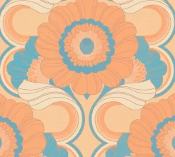 Vliestapete Floral Abstrakt Beige Türkis 39530-2