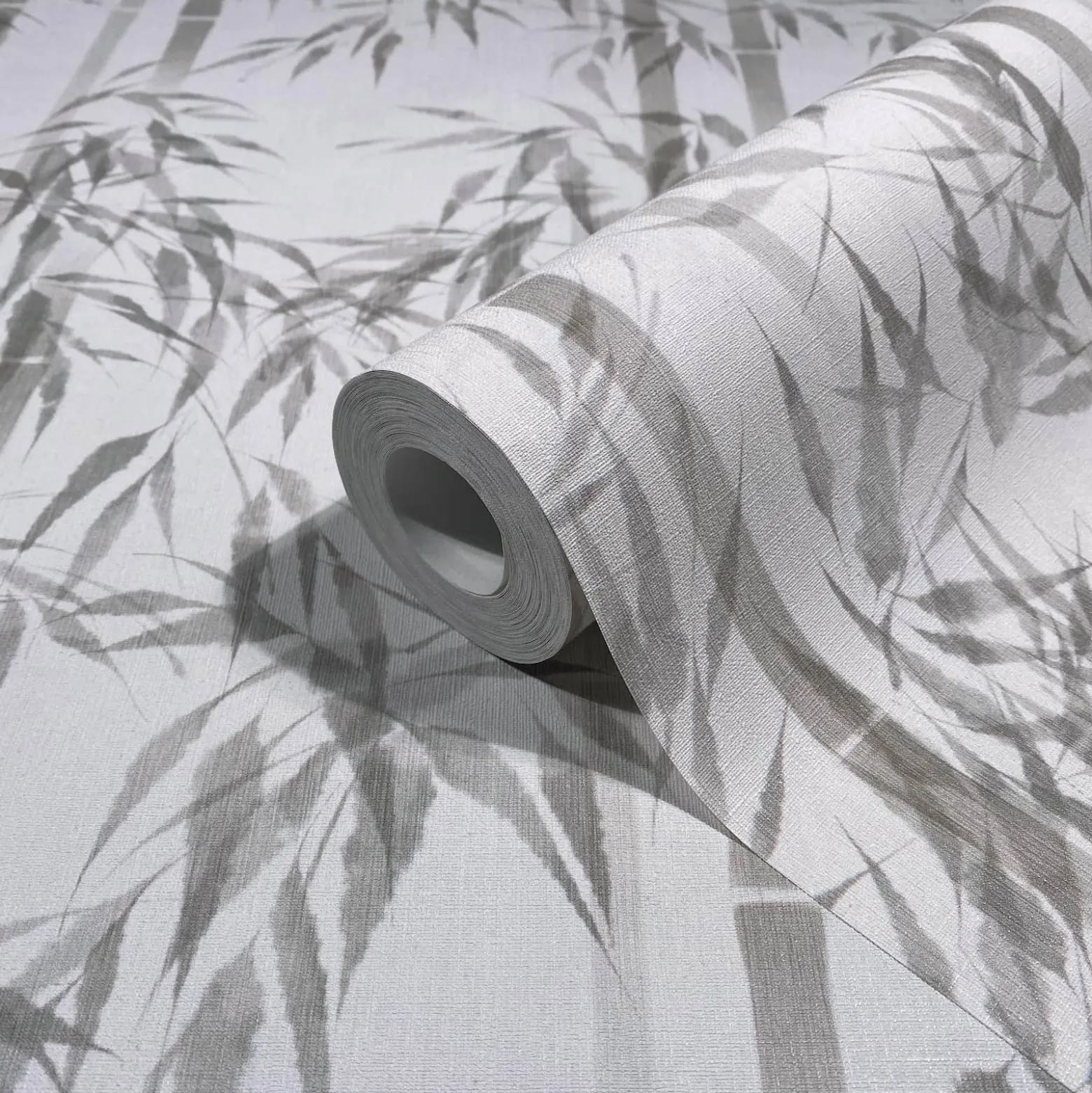 Vliestapete Floral Bambus Blätter Grau Creme 81671