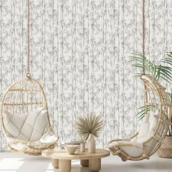 Vliestapete Floral Bambus Blätter Grau Creme 81671