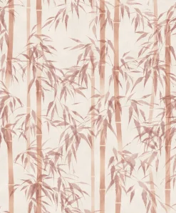 Vliestapete Floral Bambus Blätter Rosa Orange 81670