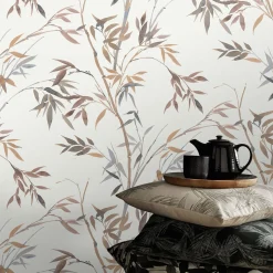 Vliestapete Floral Bambus Creme Braun Grau 10388-11
